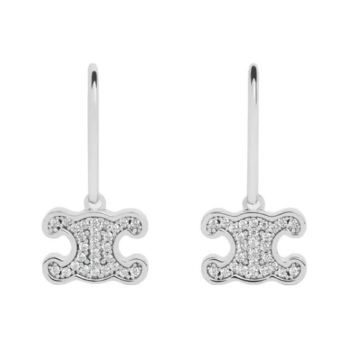 Khuyên Tai Nữ Celine Triomphe Rhinestone Earrings In Brass With Rhodium Finish And Crystals Silver 460GC6BZI.36SI Màu Bạc - Trang sức - Vua Hàng Hiệu