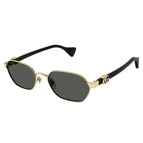 Kính Mát Nữ Gucci Round-Frame Sunglasses GG1593S 001 Màu Xám Gọng Đen/Vàng - Kính mắt - Vua Hàng Hiệu