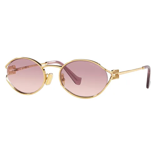 Kính Mát Nữ Miu Miu Oval Gold Metal Sunglasses MU52YS 5AK 06S Màu Tím Nhạt - Kính mắt - Vua Hàng Hiệu