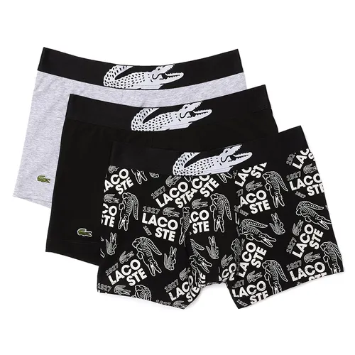 Thời trang Đen xám Quần lót - Set 3 Quần Lót Nam Lacoste Crocodile Waist Short Stretch Cotton Trunk 3-Pack 5H1269 51 NUA Màu Đen Xám Size XS - Vua Hàng Hiệu