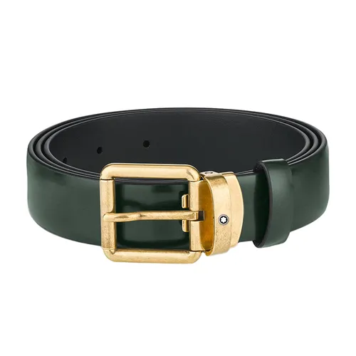 Thắt lưng Montblanc Nam - Thắt Lưng Nam Montblanc Brushed Green 30mm Leather Belt MB129454 Màu Xanh Green - Vua Hàng Hiệu