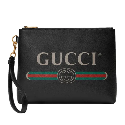 Gucci Túi cầm tay - Túi Cầm Tay Nam Gucci Leather Print Clutch 572770 Màu Đen - Vua Hàng Hiệu