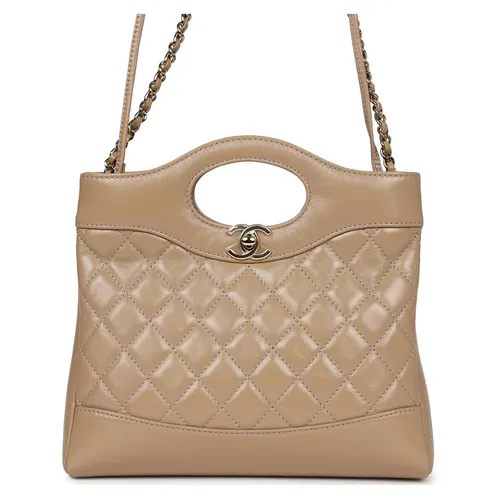 Túi Đeo Chéo Nữ Chanel Small C31 Shopper Dark Beige Lambskin Light Gold Hardware Màu Be