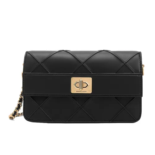 Túi Đeo Chéo Nữ Charles & Keith CNK Eleni Quilted Crossbody Bag 80271338 Màu Đen