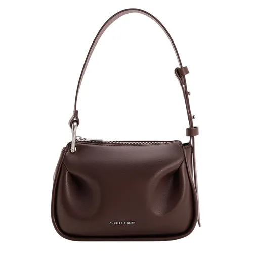 Túi Đeo Chéo Nữ Charles & Keith CNK Lumen Padded Crossbody Bag Plum 80271404 Màu Nâu Đậm