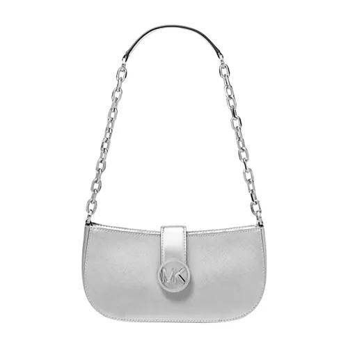 Túi Đeo Vai Nữ Michael Kors MK Carmen Small Faux Leather Shoulder Bag Màu Bạc