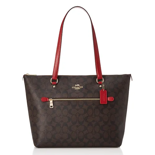 Túi Tote Nữ Coach Gallery Tote Bag In Signature Canvas 79609 Màu Nâu/Đỏ