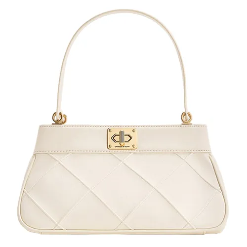 Túi Xách Nữ Charles & Keith CNK Eleni Quilted Shoulder Bag Cream 50671630 Màu Kem