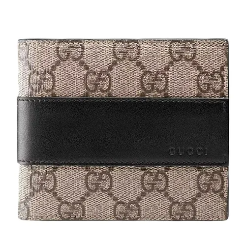 Túi xách Gucci Nam Ví - Ví Nam Gucci GG Supreme Canvas And Leather Wallet 451240 Màu Đen/Be - Vua Hàng Hiệu