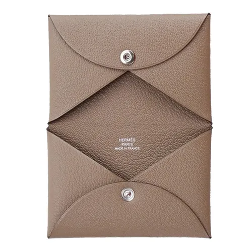 Ví Nữ Hermès Etoupe Chèvre Mysore Calvi Card Holder Palladium Hardware Màu Xám