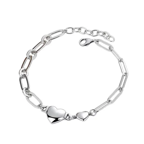 Vòng Đeo Tay Nữ Lili Jewelry Mắt Xích Vuông Trái Tim Strong Heart LILI_414788 Màu Bạc