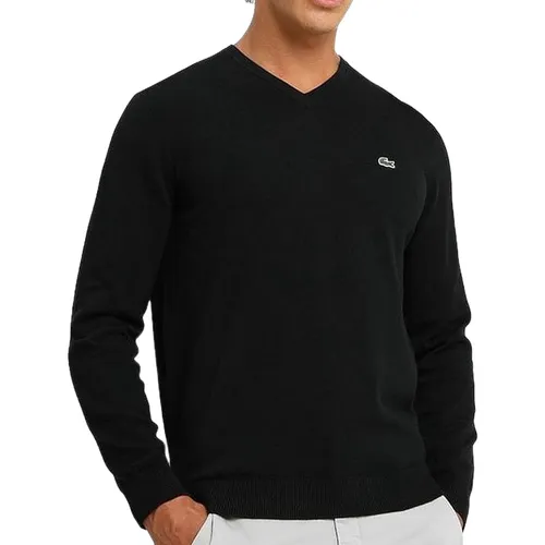 Thời trang - Áo Len Nam Lacoste Long Sleeve V-Neck Sweater AH7003 Màu Đen Size M - Vua Hàng Hiệu