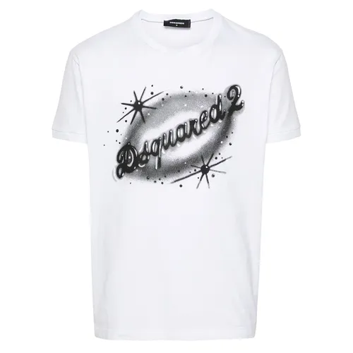 Áo Phông Nam Dsquared2 Logo-print Cotton S74GD1437 Tshirt Màu Trắng Size XS