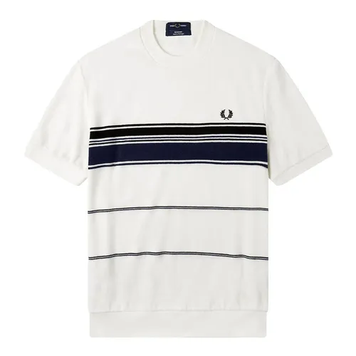 Thời trang Fred Perry - Áo Phông Nam Fred Perry Striped Towelling Tshirt Màu Trắng Size S - Vua Hàng Hiệu