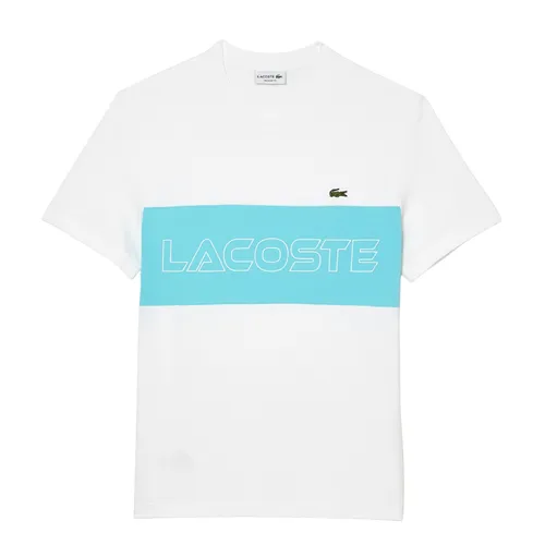 Áo Phông Nam Lacoste Men's Regular Fit Printed Colorblock T-Shirt TH1712 RI6 Màu Trắng Xanh Size 3