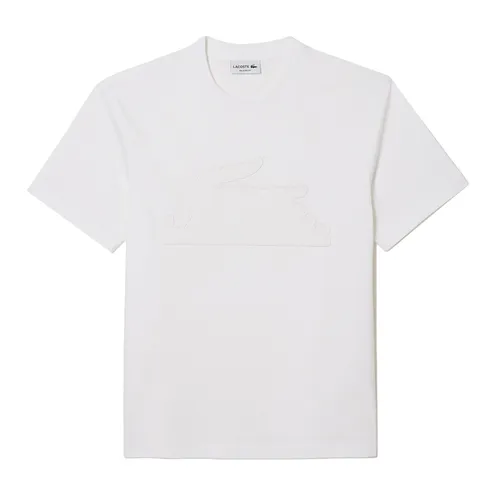 Áo Phông Nam Lacoste Relaxed Fit Quilted Badge Jersey TH2104 - 001 Tshirt Màu Trắng Size 3
