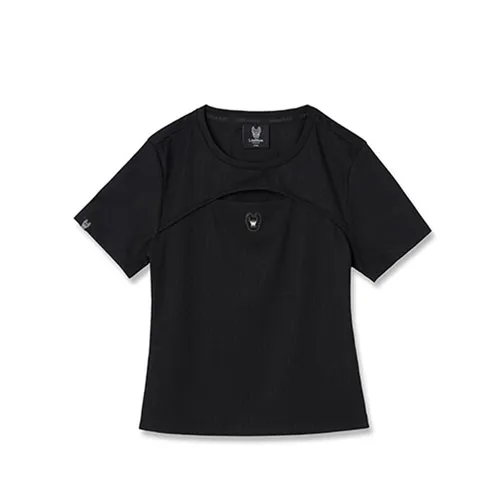Áo Phông Nữ LifeWork Light Ribbed Slit Short Sleeve T-Shirt Black LW242TS805 Màu Đen