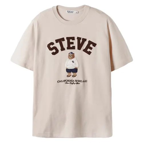 WHOAU Áo phông - Áo Phông WHOAU Steve Bear Tshirt WHRAE3794U-BG Màu Be Size M - Vua Hàng Hiệu