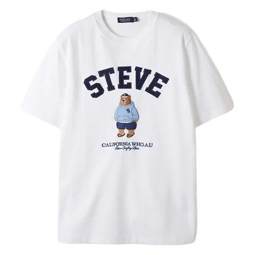 WHOAU Áo phông - Áo Phông WHOAU Steve Bear Tshirt WHRAE3794U-BG Màu Trắng Size M - Vua Hàng Hiệu