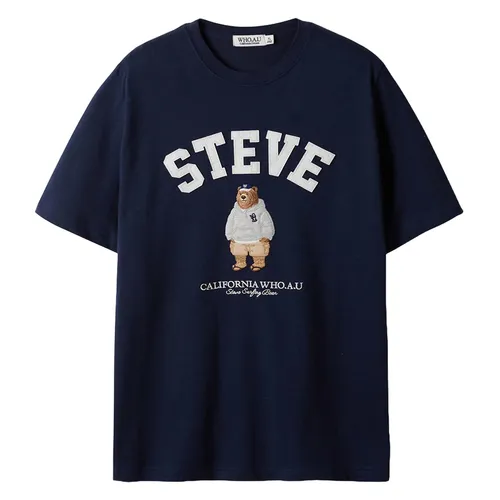 WHOAU Áo phông - Áo Phông WHOAU Steve Bear Tshirt WHRAE3794U-BG Màu Xanh Navy Size M - Vua Hàng Hiệu
