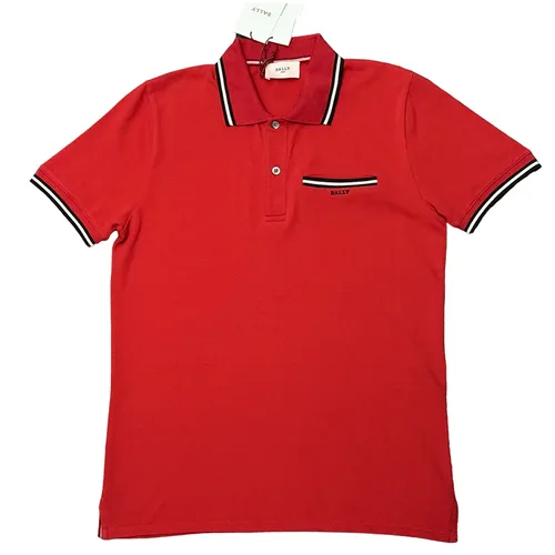 Bally - Áo Polo Nam Bally Viền Cổ Đen 603842 Màu Đỏ Size XS - Vua Hàng Hiệu