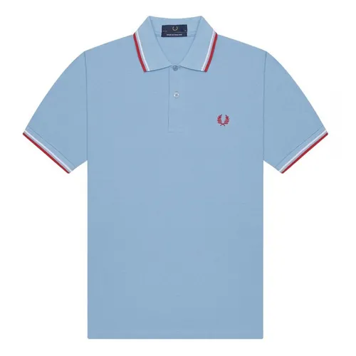 Thời trang Fred Perry - Áo Polo Nam Fred Perry Twin Tipped Polo Shirt Màu Xanh Dương Nhạt Size S - Vua Hàng Hiệu