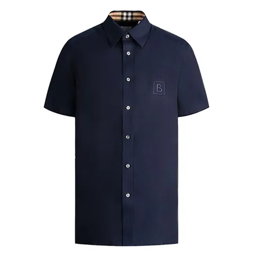 Áo Sơ Mi Nam Burberry Square Logo Embroidered Màu Xanh Đen Size L - Thời trang - Vua Hàng Hiệu