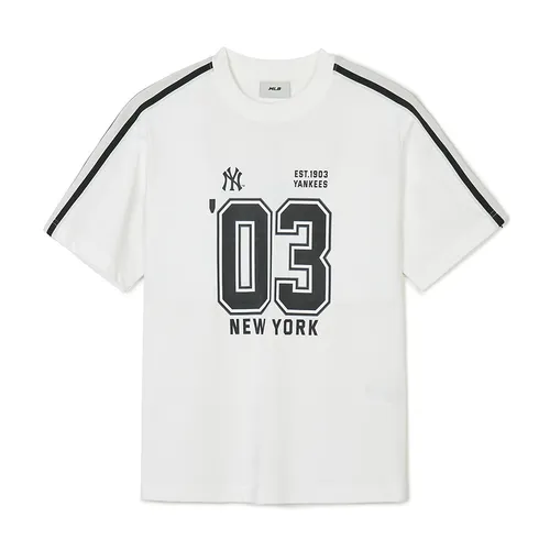 MLB Korea - Áo Thun MLB Sports Varsity Track Short Sleeve T-Shirt New York Yankees 3ATSV2143-50IVS Màu Trắng Kem - Vua Hàng Hiệu