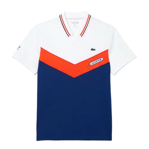 Áo Thun Nam Lacoste Slim Fit Tennis Seamless Effect T-Shirt DH1099.LIH Màu Trắng/Xanh Size 4