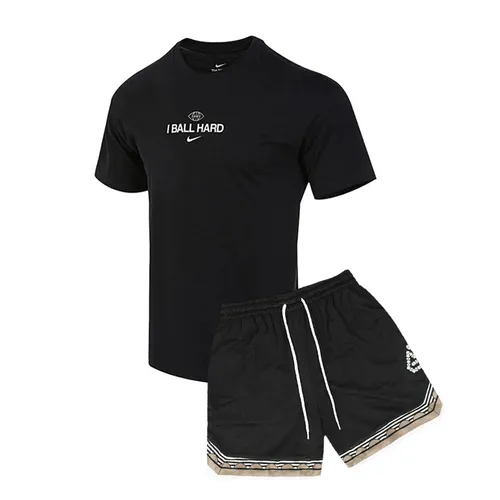 Bộ Quần Áo Cộc Tay Nam Nike DQ5656-010 / FJ2340-010 Màu Đen Size M