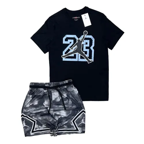 Thời trang - Bộ Quần Áo Cộc Tay Nam Nike Jordan Flight Essentials Màu Đen Xám Size S - Vua Hàng Hiệu