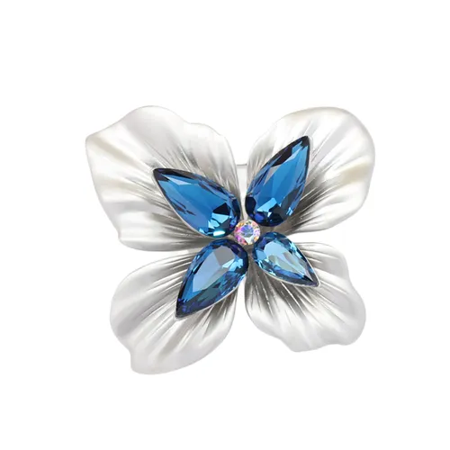 Cài Áo Nữ Meri Azure Bloom BR736 Màu Trắng Xanh