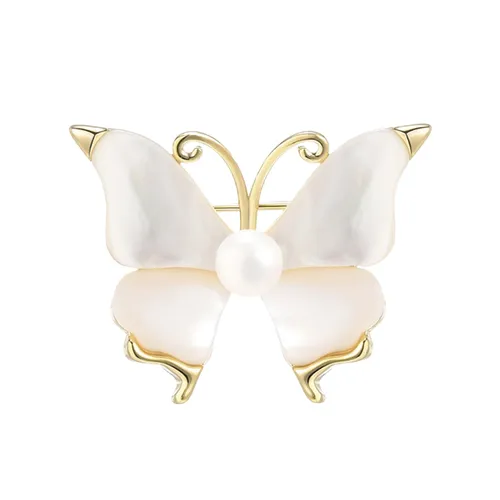 Cài Áo Nữ Meri Elegant Butterfly BR718 Màu Vàng/Trắng
