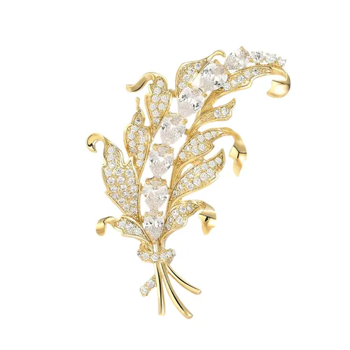 Cài Áo Nữ Meri Gold Floral BR727 Màu Vàng Gold