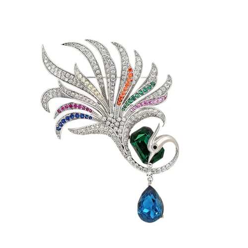 Cài Áo Nữ Meri Jeweled Peacock BR701 Phối Màu
