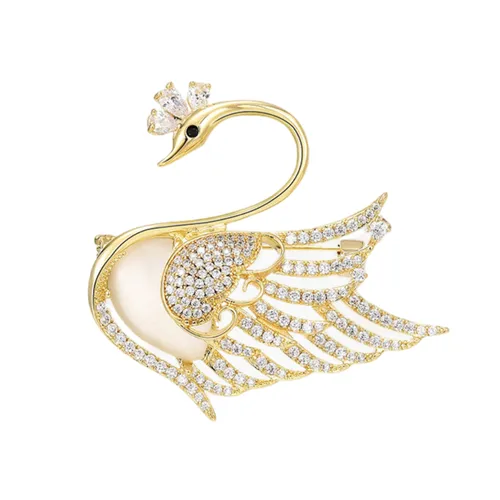 Cài Áo Nữ Meri Stunning Swan BR705 Màu Vàng Gold