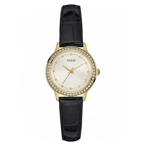 Đồng hồ - Đồng Hồ Nữ Guess Chelsea Quartz Crystal Leather Watch 30mm W0648L1 Màu Đen Vàng - Vua Hàng Hiệu