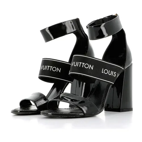 Giày Cao Gót Nữ Louis Vuitton LV Patent Star Trail Sandals Black Màu Đen Size 36.5