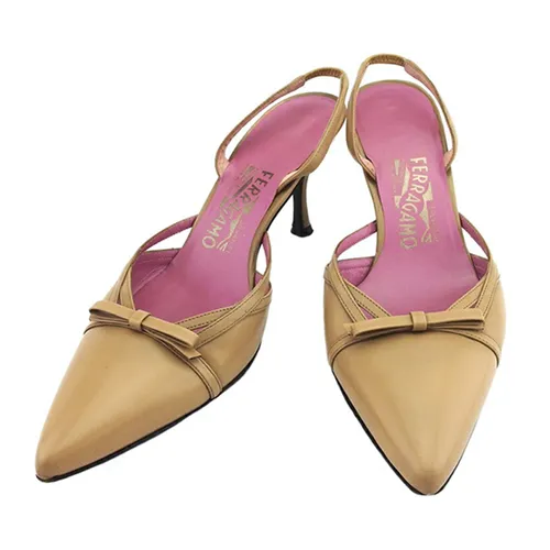 Giày Salvatore Ferragamo - Giày Cao Gót Nữ Salvatore Ferragamo Pumps Shoes Beige Leather Màu Be Hồng Size 36.5 - Vua Hàng Hiệu