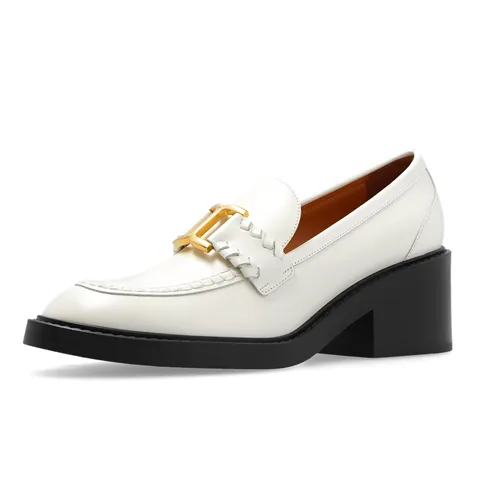 Giày Lười Nữ Chloé Marcie Pumps Leather Loafers Màu Trắng Size 35.5