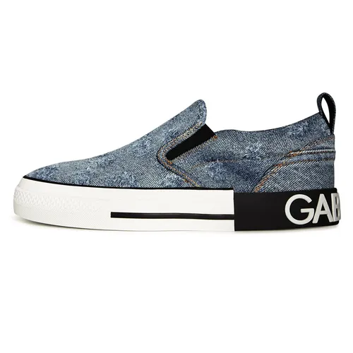 Giày Slip On Nam Dolce & Gabbana D&G Distressed Denim Slip-on Sneakers CS1900 Màu Xanh Denim Size 8