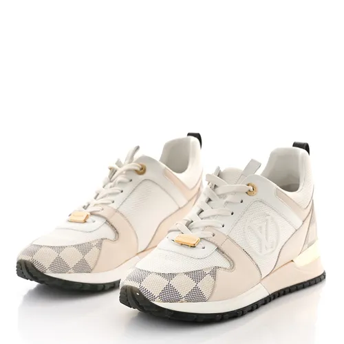 Giày Sneakers Nữ Louis Vuitton LV Calfskin Damier Azur Run Away White Màu Trắng Size 36