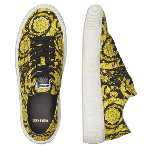Giày Versace Vải cao cấp - Giày Thể Thao Nam Versace Greca Barocco Print Trainers GVSC04 Màu Đen Vàng Size 41 - Vua Hàng Hiệu