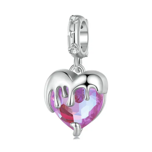 Trang sức - Hạt Vòng Charm Nữ Lili Jewelry Đính Đá CZ Cassandra LILI_085802 Trái Tim Tan Chảy Màu Bạc Phối Hồng - Vua Hàng Hiệu