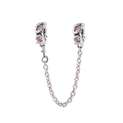 Hạt Vòng Charm Nữ Lili Jewelry Đính Đá CZ Dạng Chuỗi Dây Skylar LILI_085019 Chuỗi Trái Tim Màu Bạc