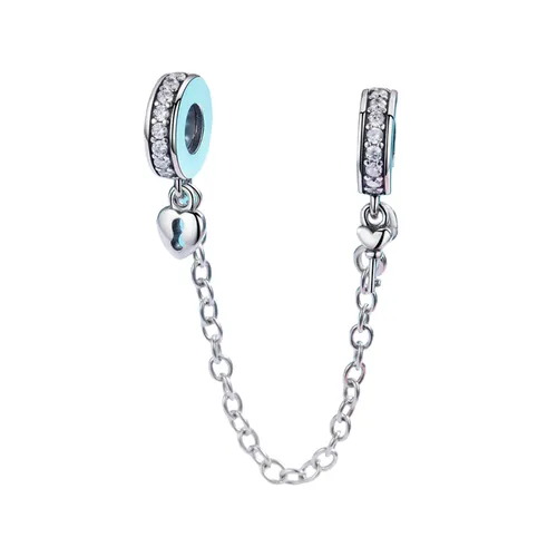 Hạt Vòng Charm Nữ Lili Jewelry Đính Đá CZ Dạng Chuỗi Dây Skylar LILI_085019 Khóa Trái Tim Màu Bạc