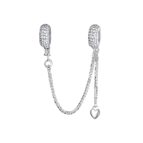 Hạt Vòng Charm Nữ Lili Jewelry Đính Đá CZ Dạng Chuỗi Dây Skylar LILI_085019 Móc Trái Tim Màu Bạc – Lili Jewelry