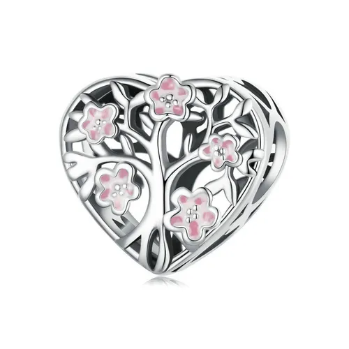 Trang sức - Hạt Vòng Charm Nữ Lili Jewelry Đính Đá CZ Hình Bông Hoa Anh Đào Jany LILI_089626 2 Màu Bạc Phối Hồng - Vua Hàng Hiệu