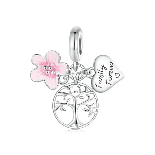 Trang sức - Hạt Vòng Charm Nữ Lili Jewelry Đính Đá CZ Hình Bông Hoa Anh Đào Jany LILI_089626 3 Màu Bạc Phối Hồng - Vua Hàng Hiệu