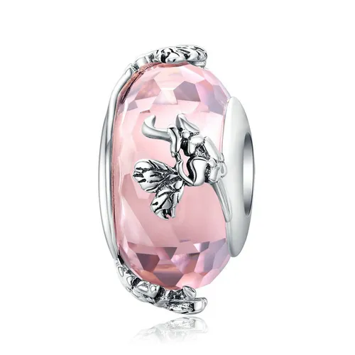 Trang sức - Hạt Vòng Charm Nữ Lili Jewelry Đính Đá CZ Sophie LILI_084901 Hoa Bướm Màu Bạc Phối Hồng - Vua Hàng Hiệu
